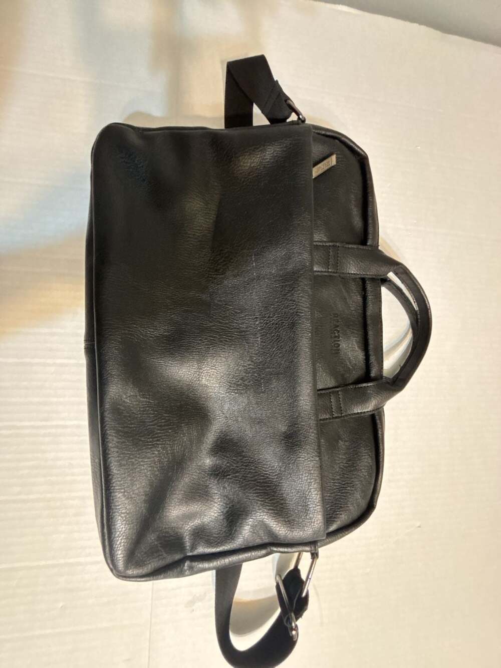 Kenneth Cole Reaction Black Faux Leather Laptop Briefcase Messenger Bag